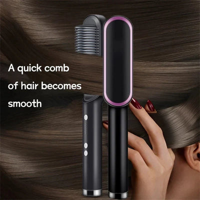 Electric Splint Hair Straightener Air Comb Brush Styling Straight Curling Dual-Use